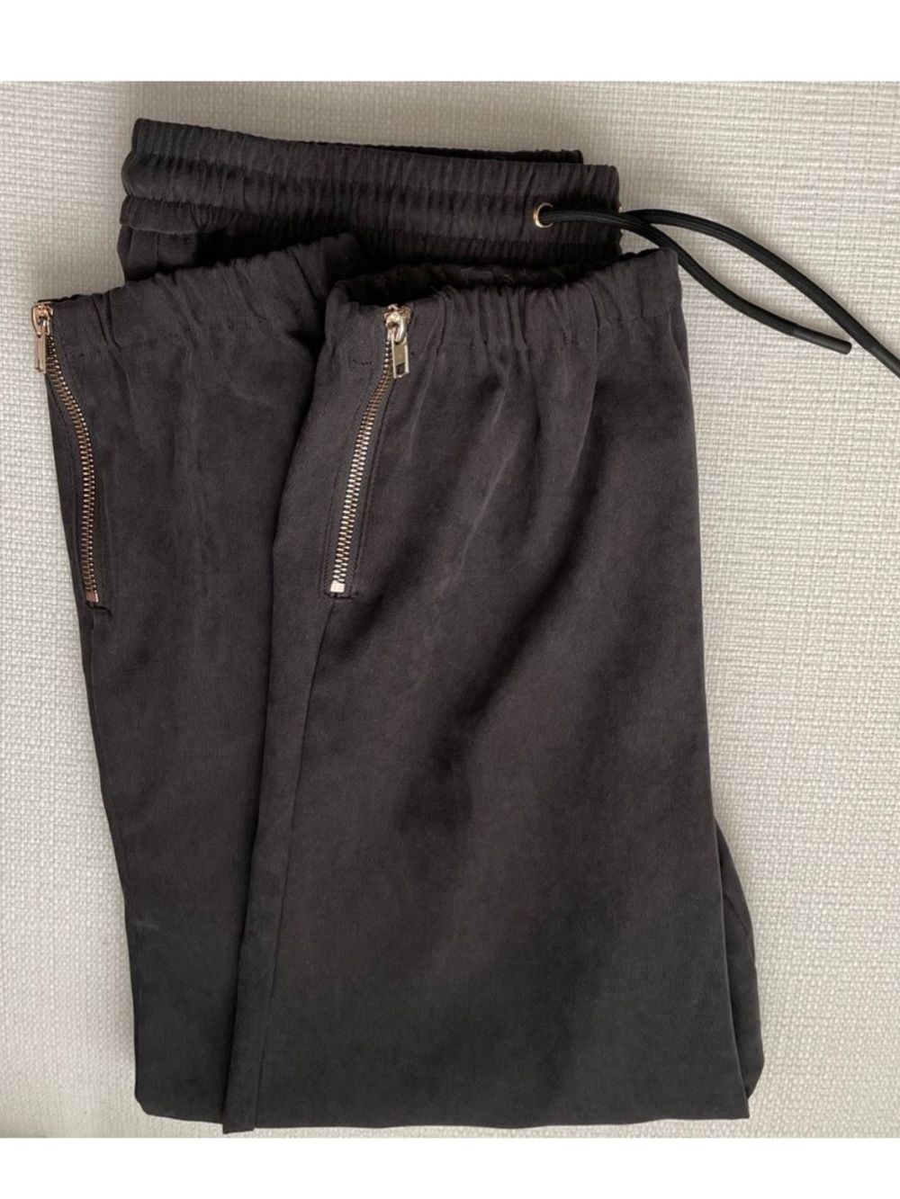 Black Drawstring Elastic Waist Pants